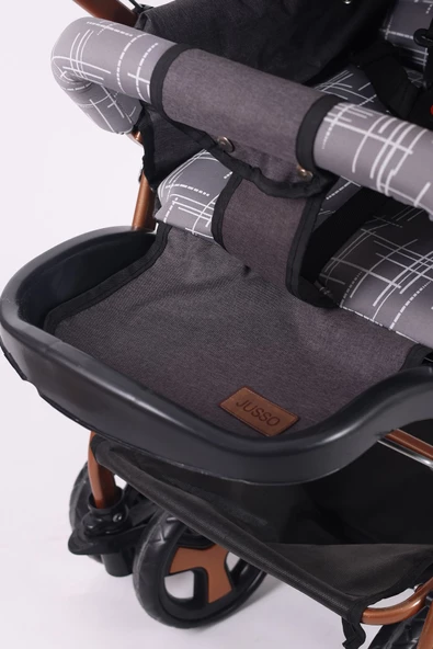 Jusso Dido Comfort Line Çift Yönlü Bebek Arabası Gri-Gold - 6