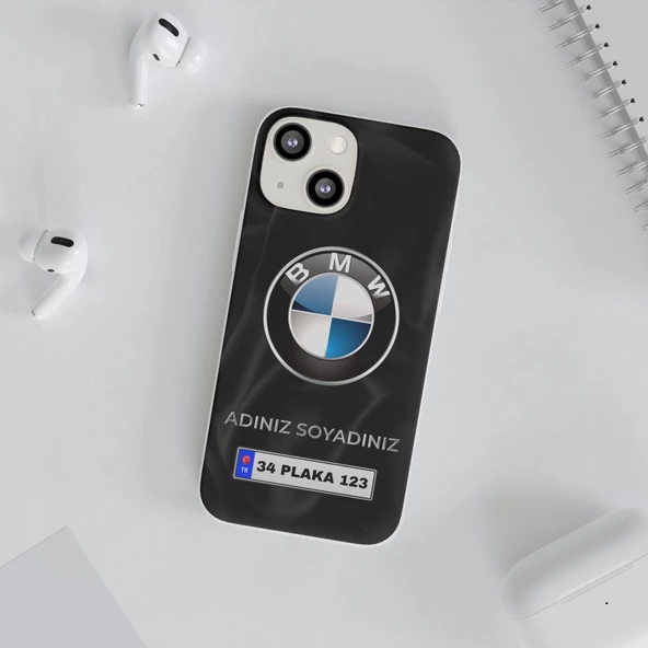 iPhone 13 Mini İçin Kişiye Özel BMW Logolu ve İsim Yazılı Premium Telefon Kılıfı