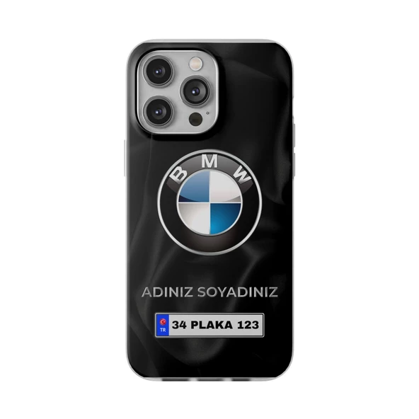 iPhone 14 Pro Max İçin Kişiye Özel BMW Logolu ve İsim Yazılı Premium Telefon Kılıfı - 3