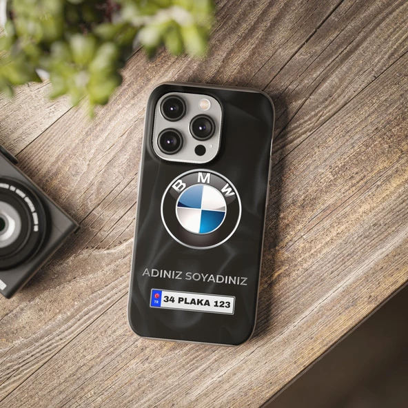 iPhone 15 Plus İçin Kişiye Özel BMW Logolu ve İsim Yazılı Premium Telefon Kılıfı - 3