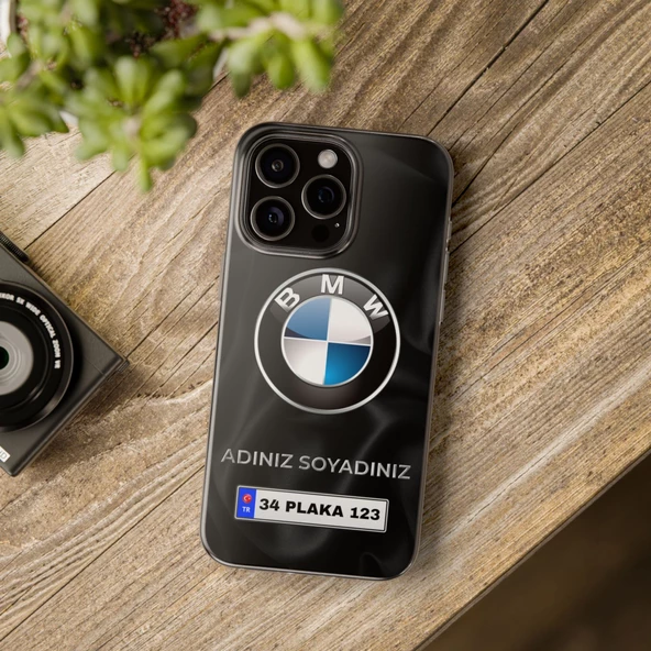 iPhone 15 Pro Max İçin Kişiye Özel BMW Logolu ve İsim Yazılı Premium Telefon Kılıfı