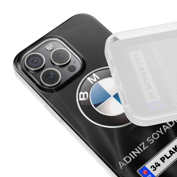 iPhone 15 Pro Max İçin Kişiye Özel BMW Logolu ve İsim Yazılı Premium Telefon Kılıfı - 3