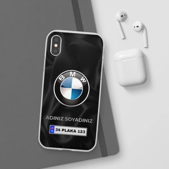 iPhone X İçin Kişiye Özel BMW Logolu ve İsim Yazılı Premium Telefon Kılıfı