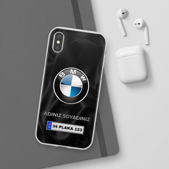 iPhone XS İçin Kişiye Özel BMW Logolu ve İsim Yazılı Premium Telefon Kılıfı