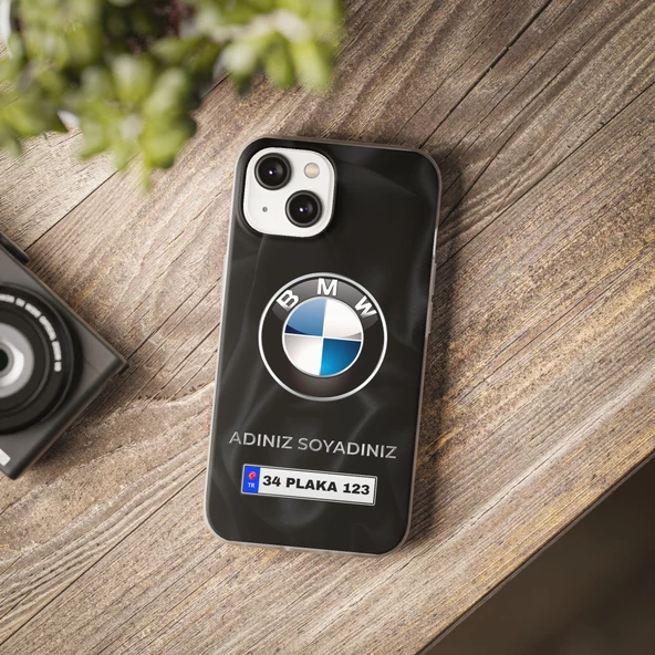 iPhone Tüm Modeller İçin Kişiye Özel BMW Logolu ve İsim Yazılı Premium Telefon Kılıf - 3