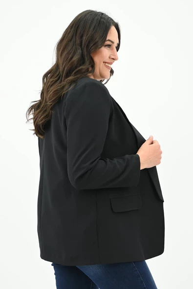 Kadın Büyük Beden Yalancı Cep Detaylı Ceket 0106-23 - 5