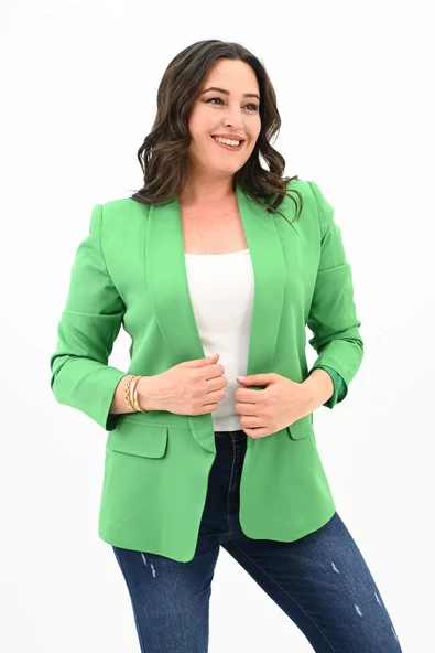 Kadın Büyük Beden Yalancı Cep Detaylı Ceket 0106-23 - 7