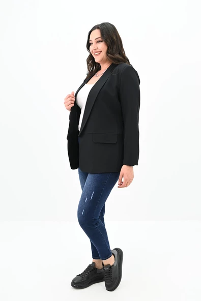 Kadın Büyük Beden Yalancı Cep Detaylı Ceket 0106-23 - 3