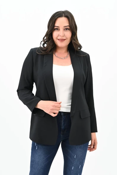 Kadın Büyük Beden Yalancı Cep Detaylı Ceket 0106-23 - 4