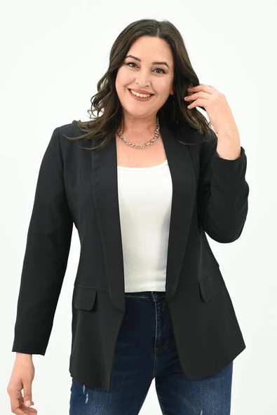 Kadın Büyük Beden Yalancı Cep Detaylı Ceket 0106-23 - 2