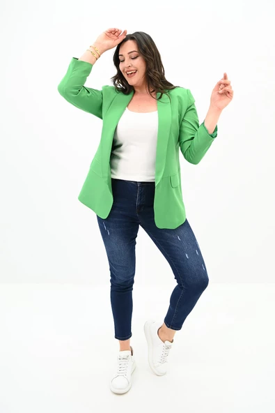 Kadın Büyük Beden Yalancı Cep Detaylı Ceket 0106-23 - 8