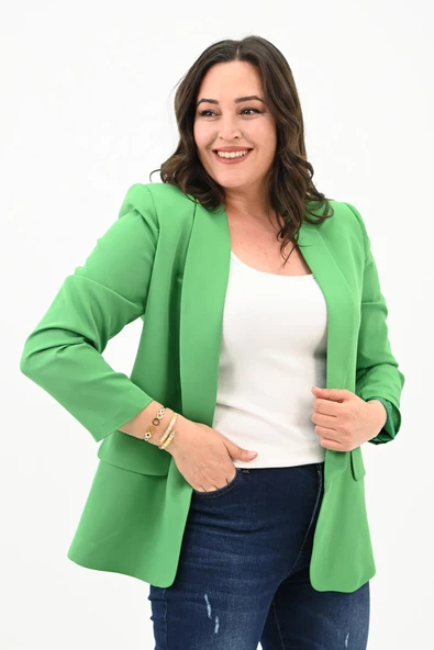 Kadın Büyük Beden Yalancı Cep Detaylı Ceket 0106-23 - 9