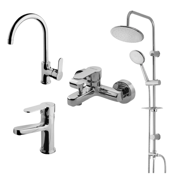 Newarc Domino Banyo,Lavabo,Evye Bataryası,Duş Ünitesi Set