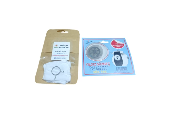 Safir Musluk Bezi ve Yıldız Demlik Süzgeci İkili set kampanya 1 paket beşli Musluk Bezi ve 1 paket Demlik Süzgeci - 3