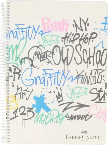 Faber-Castell PP Kapak Grafiti Spiralli Defter 120 Yaprak Kareli - 3