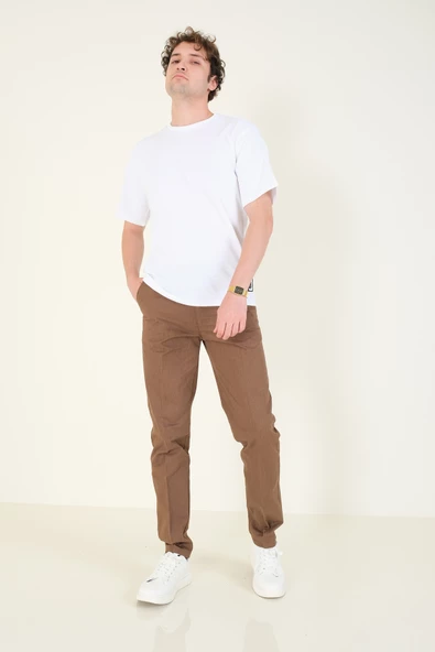 Erkek Yan Cep Pantolon Kahverengi - 2
