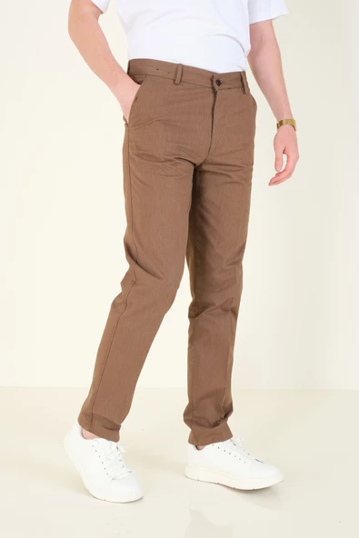 Erkek Yan Cep Pantolon Kahverengi - 4