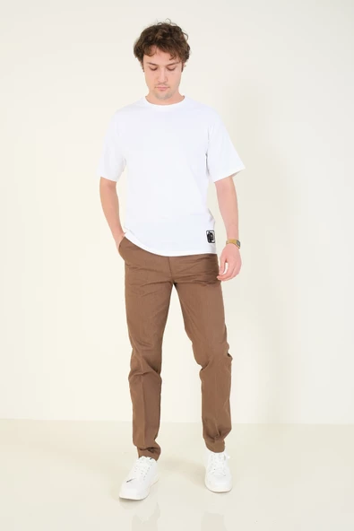 Erkek Yan Cep Pantolon Kahverengi - 3