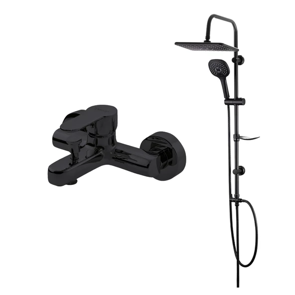 Newarc Domino Siyah Banyo Bataryası,Bold Duş Ünitesi