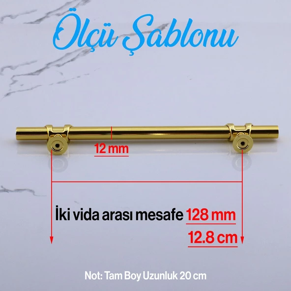 Maça Gold Metal Kulp 128 mm -12.8 cm Mobilya Çekmece Mutfak Dolabı Dolap Kulpları Kulbu Kulpu Altın - Resim 2