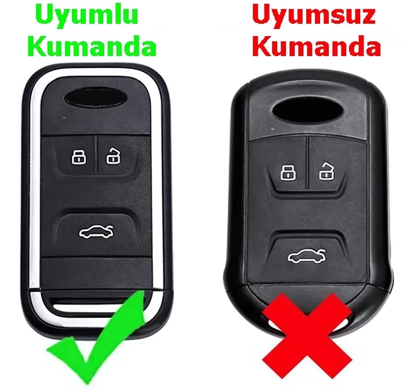 Chery Tiggo Uyumlu Anahtar Kılıfı Kumanda Kılıfı Oto Anahtarlık Deri Desenli Siyah Gold - Resim 5