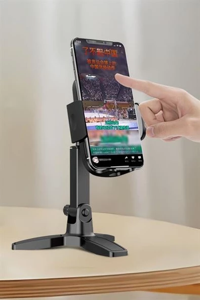 Telefon Standı Masaüstü 360 Derece Dönebilen Başlıklı Ayaklı Telefon Tripodu - 8