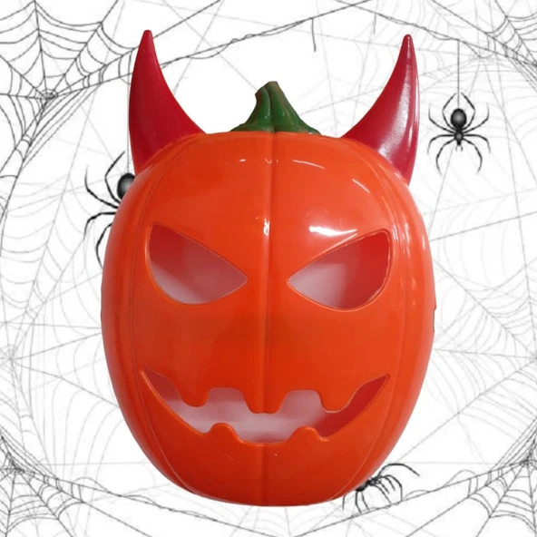 Cadılar Bayramı Maske Kabak Kırmızı Boynuzlu ürün görseli