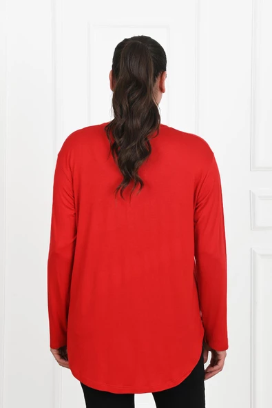Kadın Yarım Fermuar Detaylı Büyük Beden Bluz 1387-23 - 11