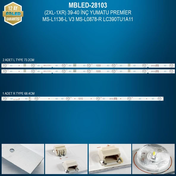 MBLED (2XL-1XR) 39-40 İnç Yumatu Premier MS-L1136-L V3 MS-L0878-R LC390TU1A11