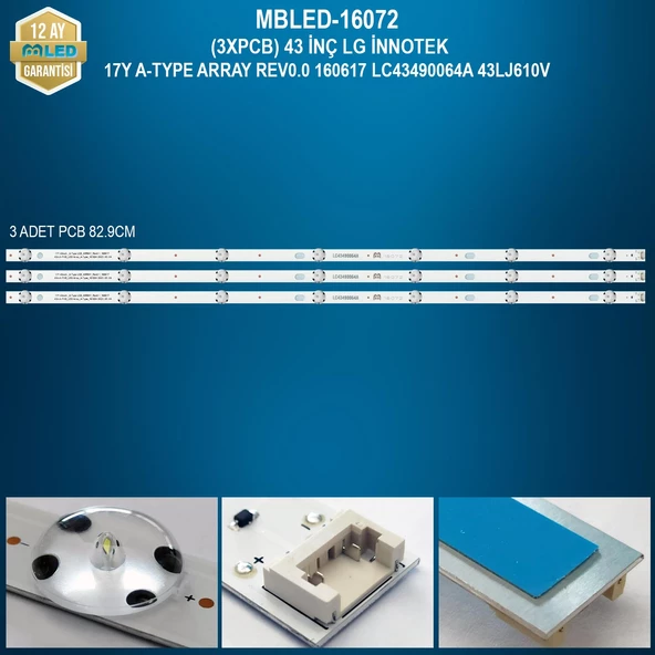 MBLED (3XPCB) 43 İnç Lg İnnotek 17Y A-Type Array Rev0.0 160617 LC43490064A 43LJ610V