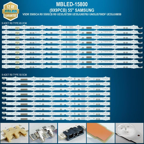 MBLED (9X9PCB) 55 İnç Samsung V5Dr 550Sca R0 550Scb R0 Ue55Js7200 Ue55Ju6570U Un55Js700Df Ue55Ju6850