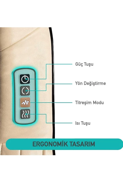 Ovmalı ve Isıtmalı Boyun Masaj Aleti Boyun Sırt Bel Masaj Aleti Araba Ofis Ev Masaj Aleti - 3
