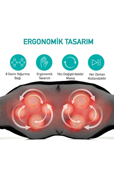 Ovmalı ve Isıtmalı Boyun Masaj Aleti Boyun Sırt Bel Masaj Aleti Araba Ofis Ev Masaj Aleti - 5
