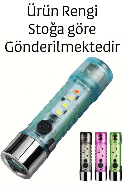 Çakarlı Ledli Şarjlı 9 UV Işıklı SOS Acil Durum Anahtarlık Mini El Feneri 130 lümen 3W 47740 - 7