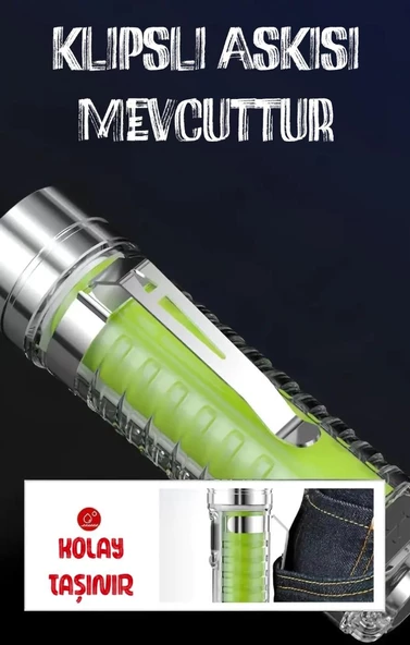 Çakarlı Ledli Şarjlı 9 UV Işıklı SOS Acil Durum Anahtarlık Mini El Feneri 130 lümen 3W 47740 - 4