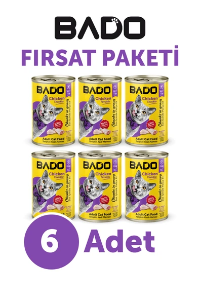 Bado Yetişkin Yaş Kedi Maması Tavuk Etli 400GR 6Lı - 2