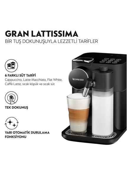 Nespresso F541 Gran Latissima Süt Çözümlü Kahve Makinesi, Siyah