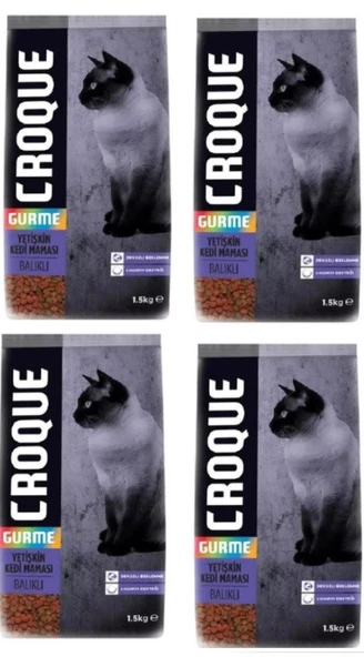 Croque Gurme Balikli Renkli Taneli Yetiskin Kedi Mamasi 1,5kg 4 Adet