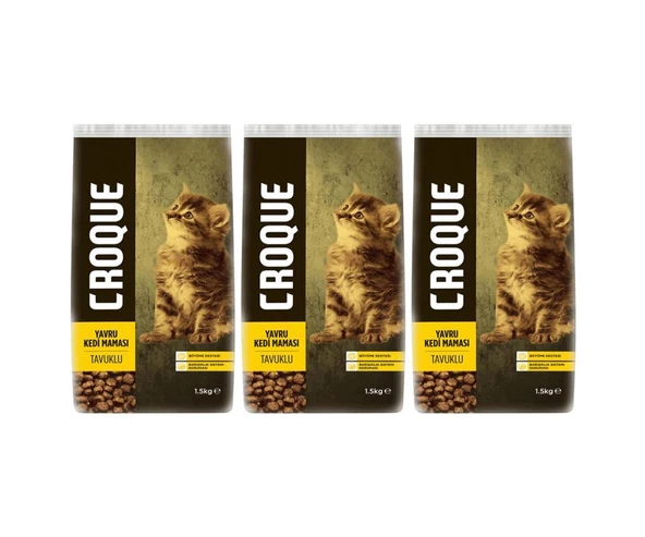 Croque Tavuklu Yavru Kedi Mamasi 1,5kg*3 Adet
