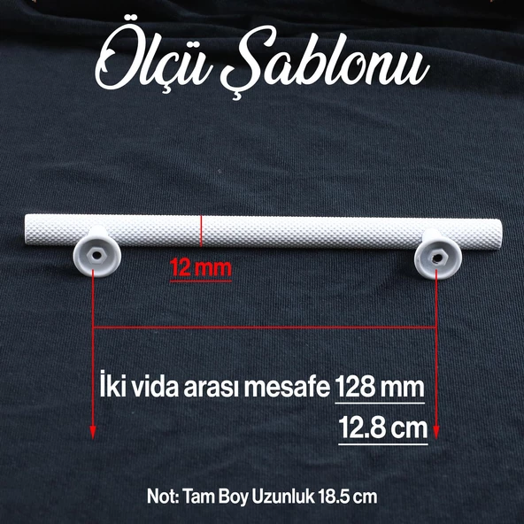 Doruk Beyaz Metal Kulp 128 mm - 12.8 cm Mobilya Çekmece Mutfak Dolabı Dolap Kulpları Kulbu Kulpu - 2