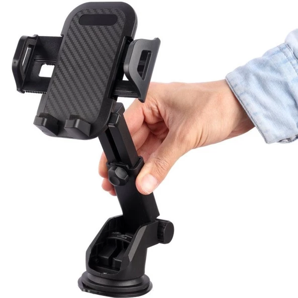 Vantuzlu Kademeli ve Uzayan Araç İçi Telefon Tutucu 360 Derece Ayarlanabilir Kızaklı Ön Cam, Gösterge Paneli ve Ofis Masası 5-7 inç - 7