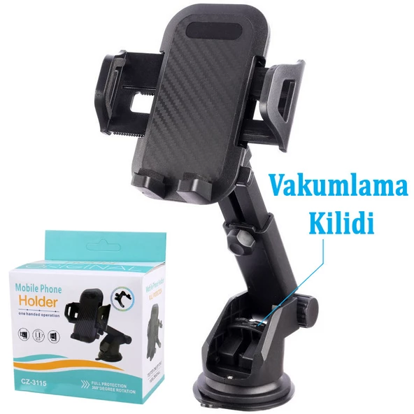 Vantuzlu Kademeli ve Uzayan Araç İçi Telefon Tutucu 360 Derece Ayarlanabilir Kızaklı Ön Cam, Gösterge Paneli ve Ofis Masası 5-7 inç - 5
