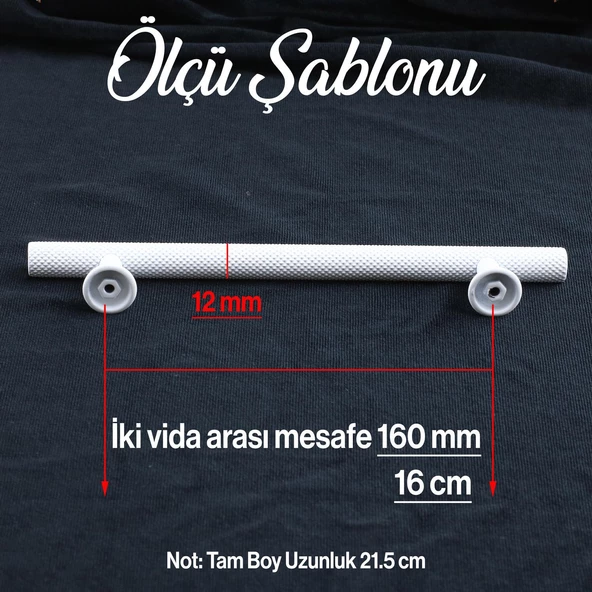 Doruk Beyaz Metal Kulp 160 mm - 16 cm Mobilya Çekmece Mutfak Dolabı Dolap Kulpları Kulbu Kulpu Beyaz - Resim 2