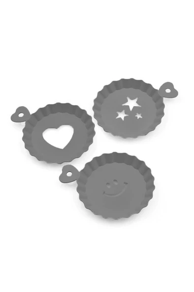 3lü Plastik Tatlı Kahve Pasta Süsleme Tabağı Kalıbı Şablonu Gri