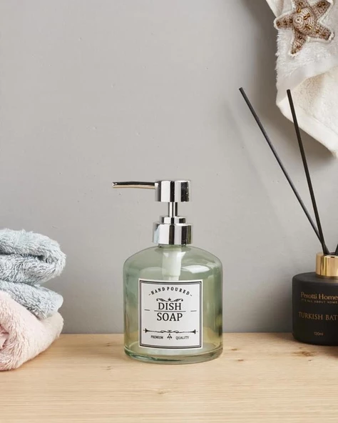 Cam Sıvı Sabunluk - Banyo Mutfak Sabunluğu - Retro Series - 400 ML - 12