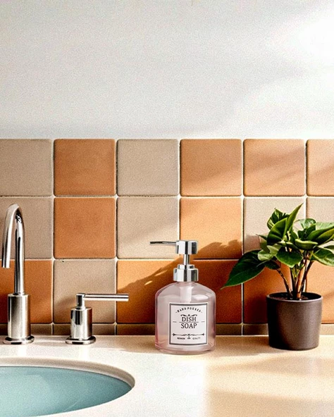 Cam Sıvı Sabunluk - Banyo Mutfak Sabunluğu - Retro Series - 400 ML - 5