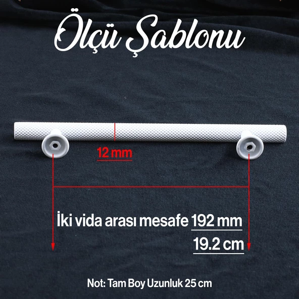 Doruk Beyaz Metal Kulp 192 mm - 19.2 cm Mobilya Çekmece Mutfak Dolabı Dolap Kulpları Kulbu Kulpu - Resim 2