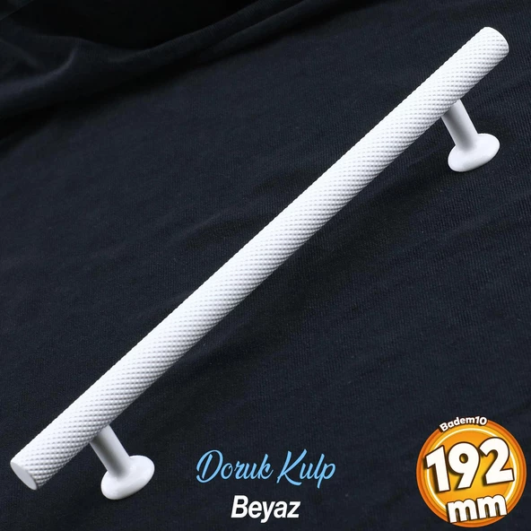 Doruk Beyaz Metal Kulp 192 mm - 19.2 cm Mobilya Çekmece Mutfak Dolabı Dolap Kulpları Kulbu Kulpu