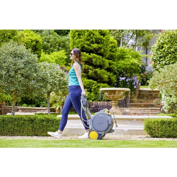Hozelock 100488H Tekerlekli 35 M Hortumlu Otomatik Geri Sarmalı Hortum Toplama Makara Seti - 6