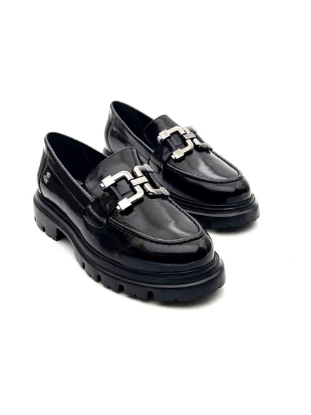 Venüs 2412906K Kadın Hakiki Deri Tokalı Kalın Taban Loafer Ayakkabı - 7
